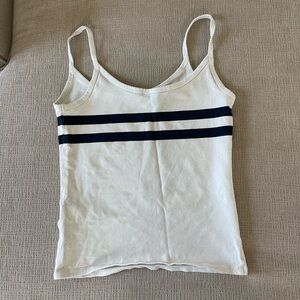 White Tank Top with Navy Stripes